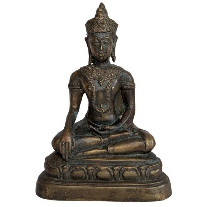Thaise bronzen Boeddha – oude vergulding - 081, Gebruikt, Ophalen of Verzenden, Bruin, Overige materialen