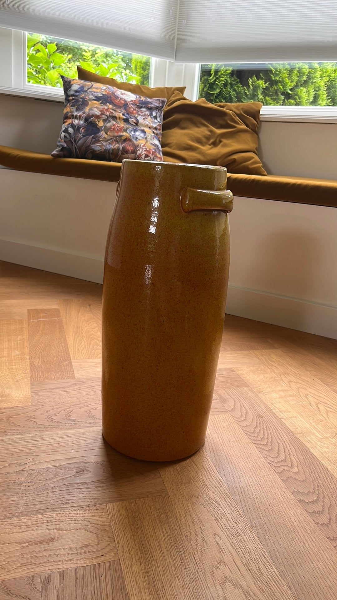 Mooie okergele vaas, Ophalen, Zo goed als nieuw, Overige kleuren, Glas