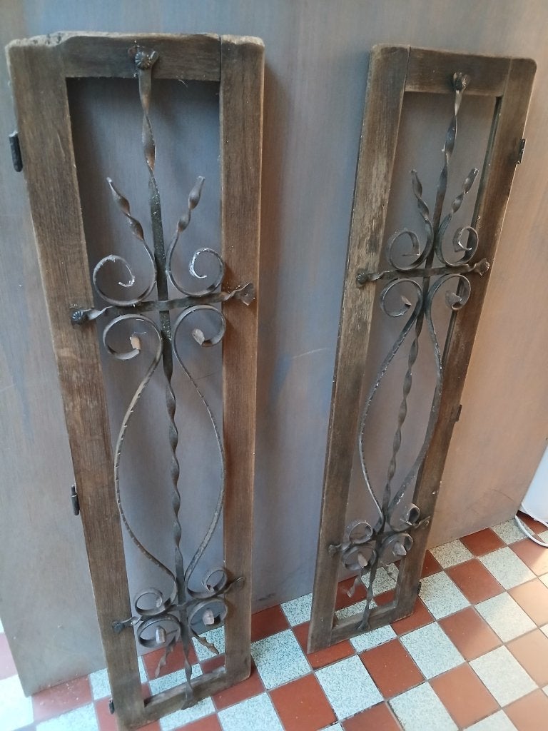Prachtige set antieke smeedijzeren wandpanelen 107x26 cm., Ophalen of Verzenden