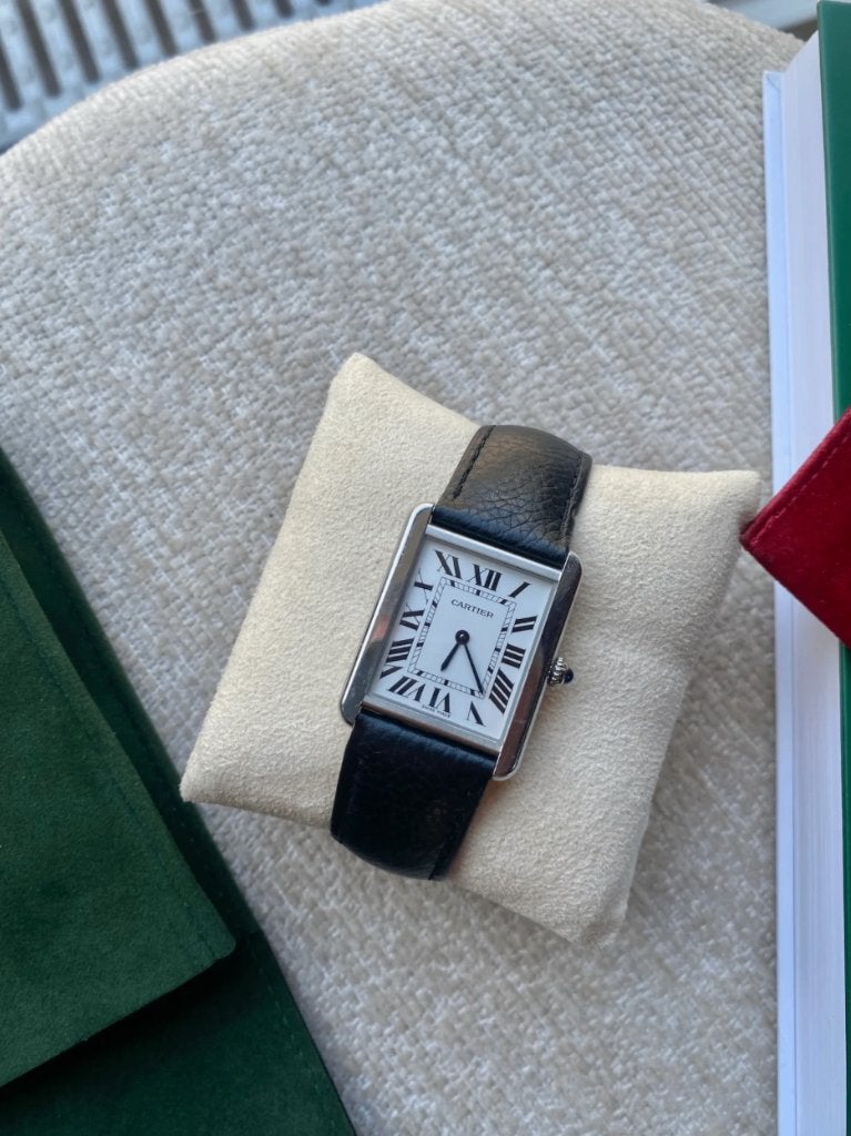 Cartier Tank Solo ref. WSTA0030 Full Set + garantie, Overige merken, Leer, Staal, Polshorloge