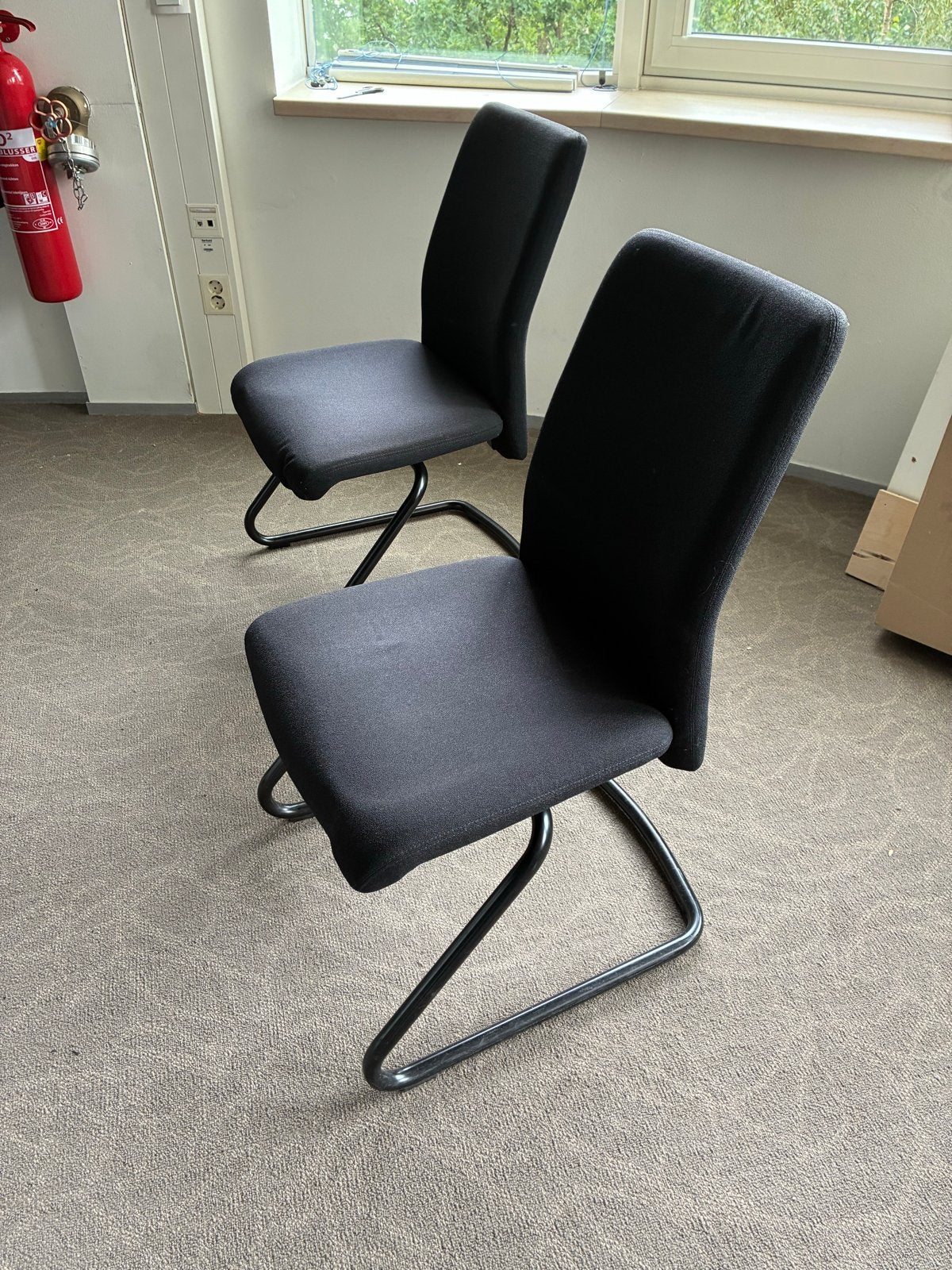 6 Zwarte Gebruikte Stoelen - Ideaal voor Kantoor of Kantine, Ophalen, Gebruikt, Zwart, Stof