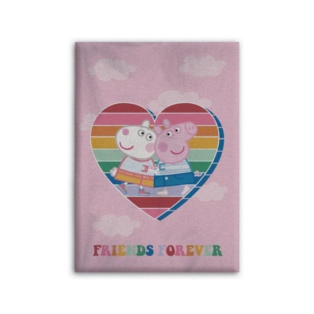 Peppa Pig Fleece Deken - Friends Forever - Fleecedeken, Nieuw, Ophalen of Verzenden, Deken of Dekbed, Roze