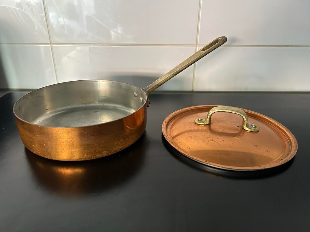 Vintage Koperen Sauspan met Deksel - Maggi, Huis en Inrichting, Keuken | Potten en Pannen, Ophalen of Verzenden