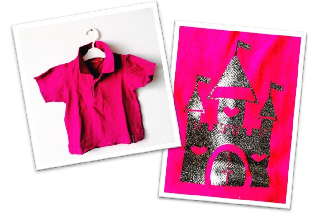 Prachtige Simply Colors polo met glitterkasteel mt 86/92, Gebruikt, Meisje, Ophalen of Verzenden, Simply Colors