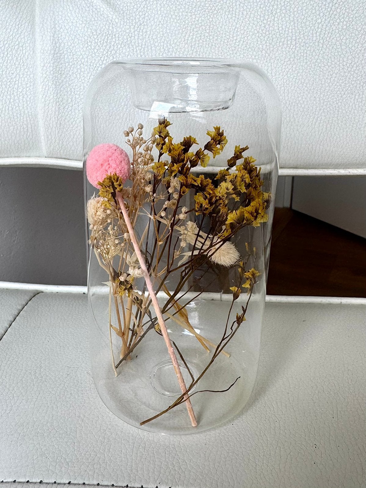 Waxinelichthouder gevuld met droogbloemen, Huis en Inrichting, Verzenden, Gebruikt