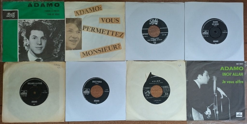 8 singles, 7", EP Adamo, Cd's en Dvd's, Vinyl Singles, Gebruikt, Pop, Overige typen, EP, Originele persing, 7 inch, Ophalen of Verzenden