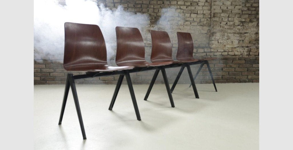 Vintage Galvanitas S22 stoelen - set van 4 - Pagholz, Zwart, Ophalen of Verzenden, Vier, Hout