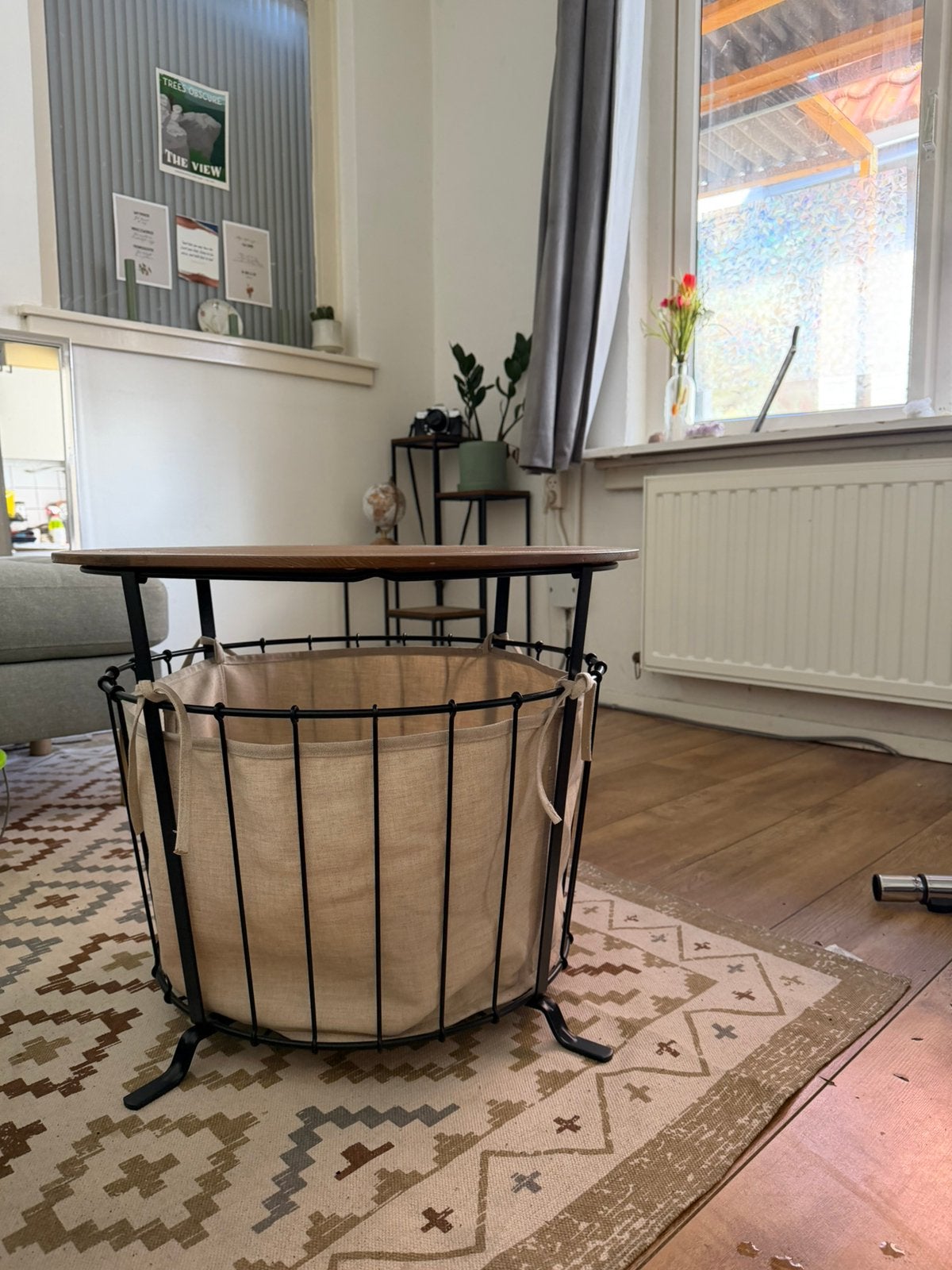 Ikea salon tafel met opbergmand, Ophalen, 50 tot 100 cm, Rond, 50 tot 100 cm