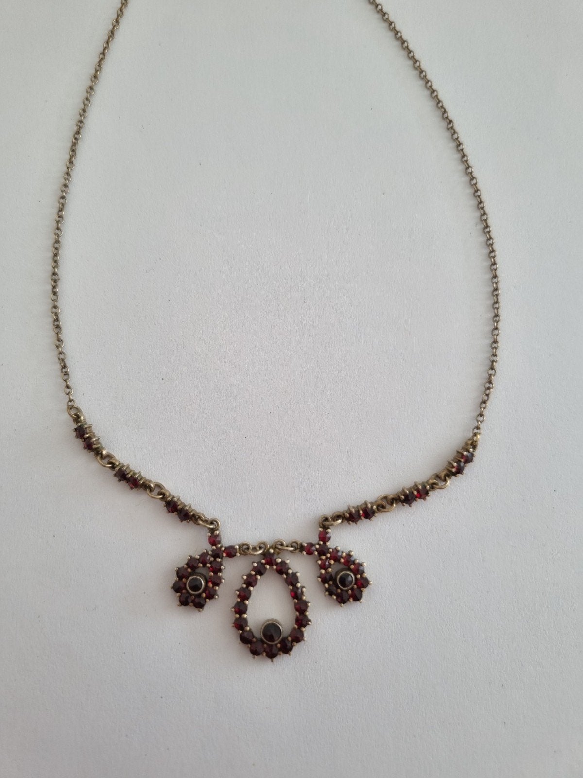 Leuke zilveren verguld ketting/collier-granaat,zonder sluiti, Sieraden, Tassen en Uiterlijk, Verzenden, Zilver, Ketting, Verguld