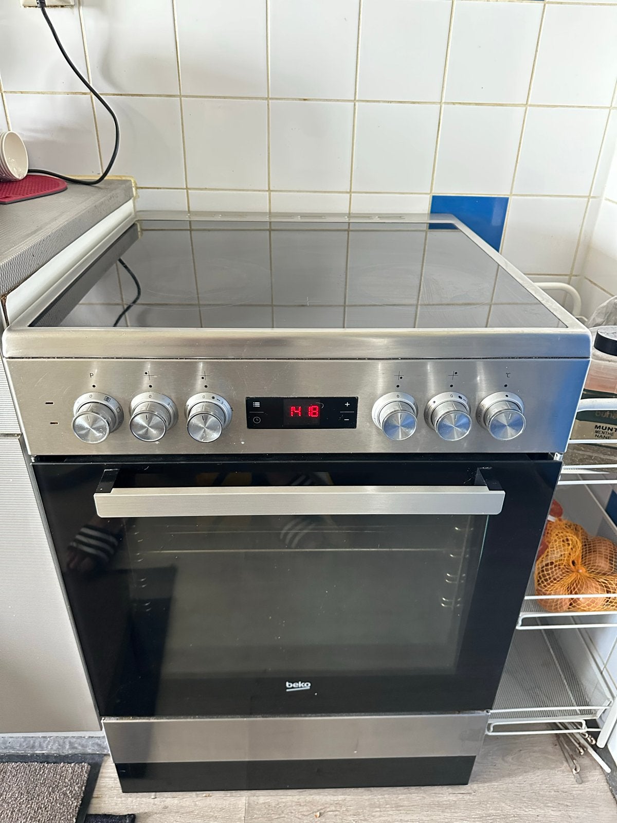 Beko keramische kookplaat  Fornuis met Oven, Ophalen, Gebruikt, 60 cm of meer, 4 kookzones