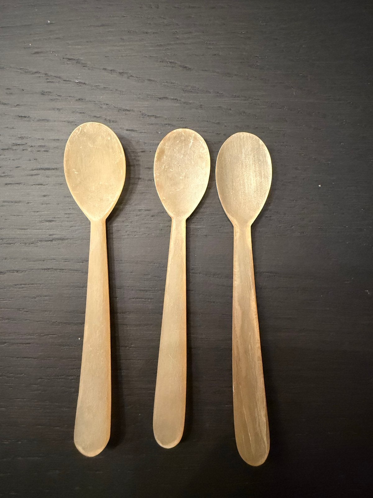 Set van 3 lepels van hoorn, Theelepel, Overige materialen, Gebruikt, Los bestek