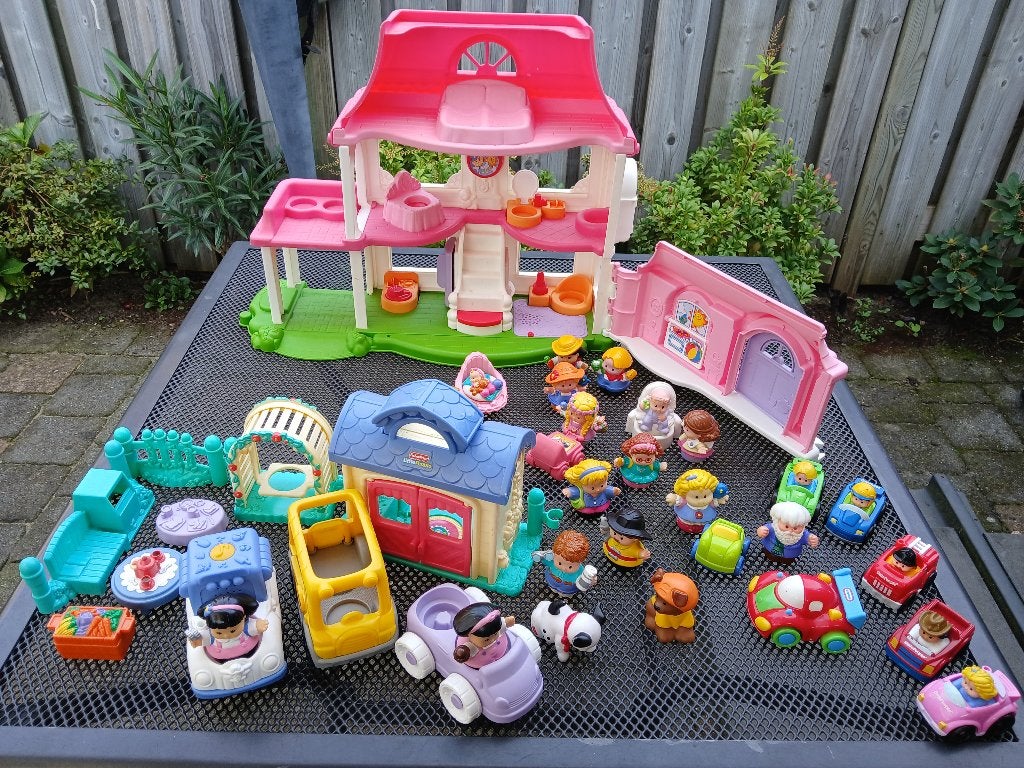 Poppenhuis plus theehuis Little People van Fisher Price, Ophalen, Gebruikt, Poppenhuis
