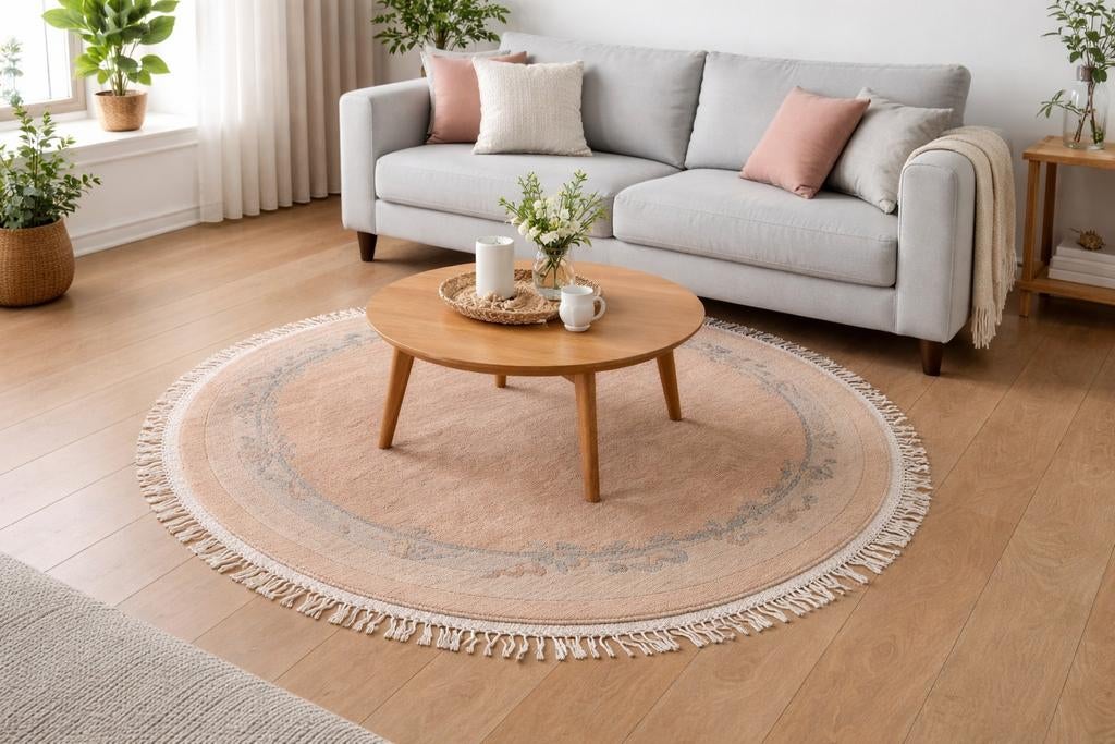 Handgeknoopt oosters tapijt modern rond 150cm