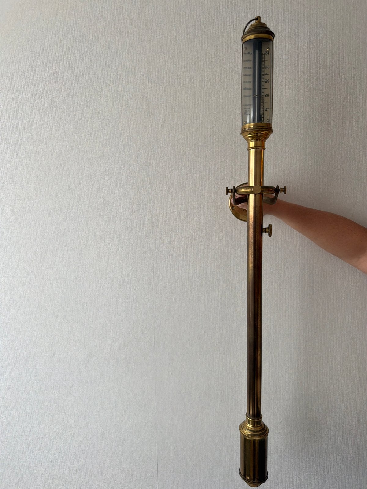 Antieke messing scheeps barometer - Prachtig decoratief stuk, Ophalen of Verzenden, Gebruikt, Barometer