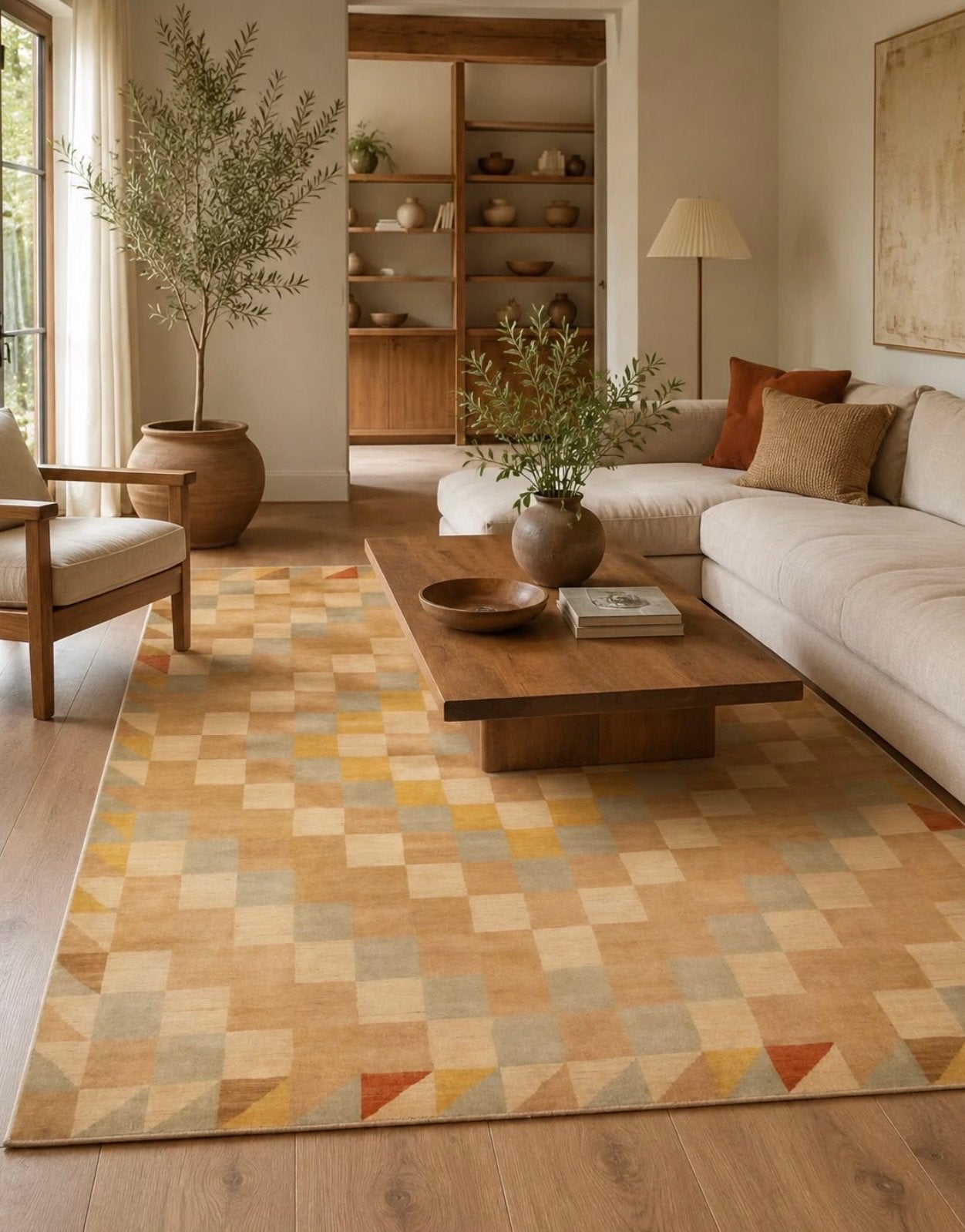 Handgeweven tapijt Loper Wol Vloerkleed Tapijt, Beige, Ophalen of Verzenden, ...., 200 cm of meer