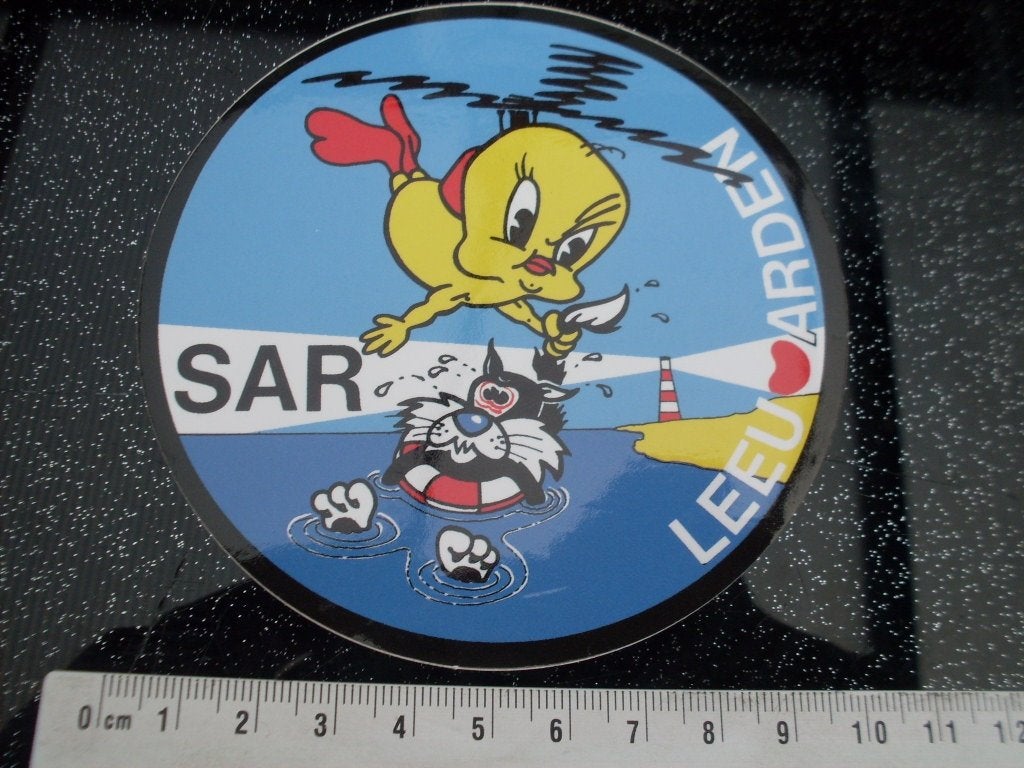 2x sticker SAS leeuwarden sylvester en tweety humor, Verzenden, Zo goed als nieuw, Bedrijf of Vereniging
