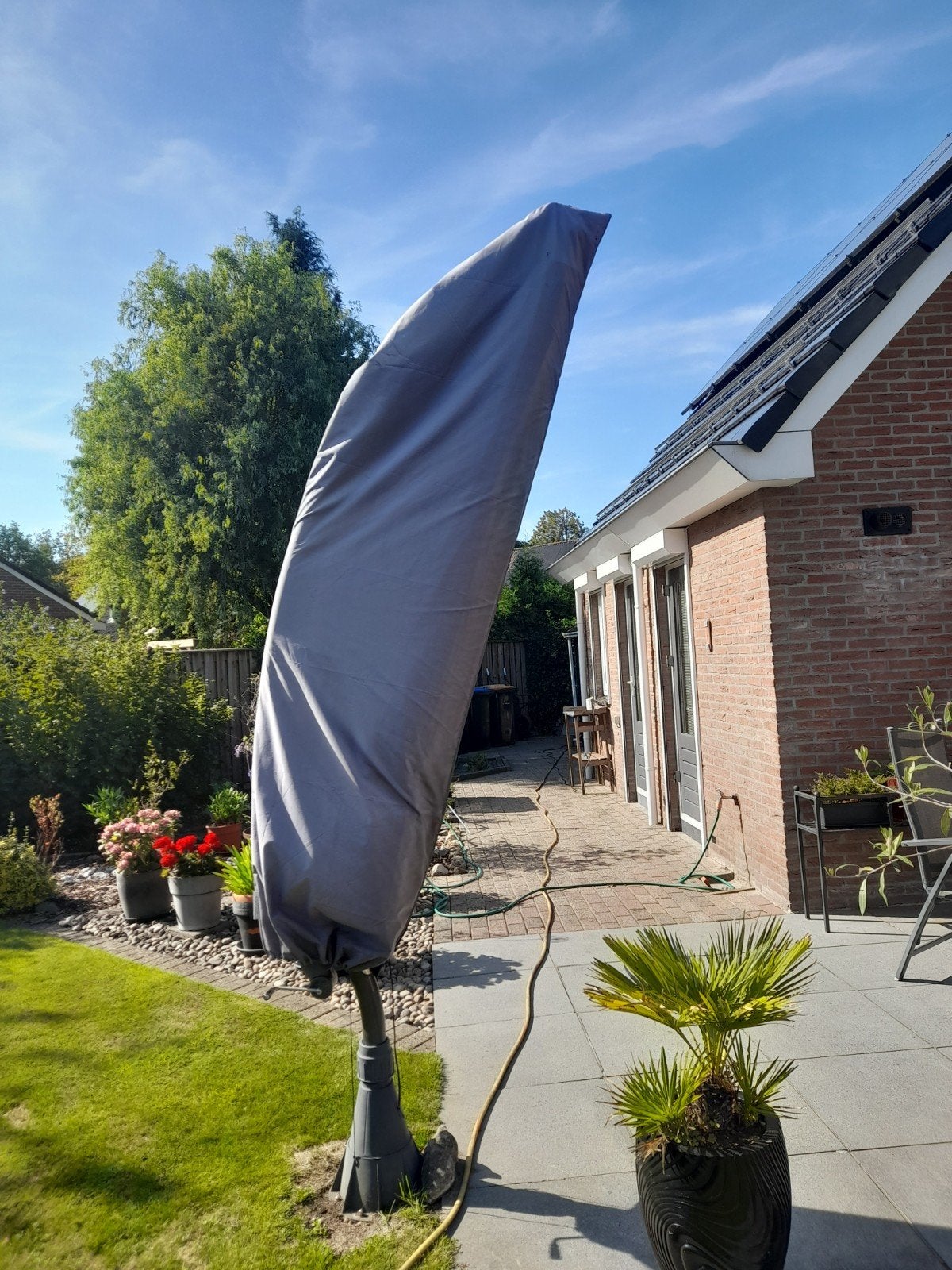Grote zweefparasol met hoes, Ophalen, Zweefparasol, 3 tot 4 meter, Verstelbaar