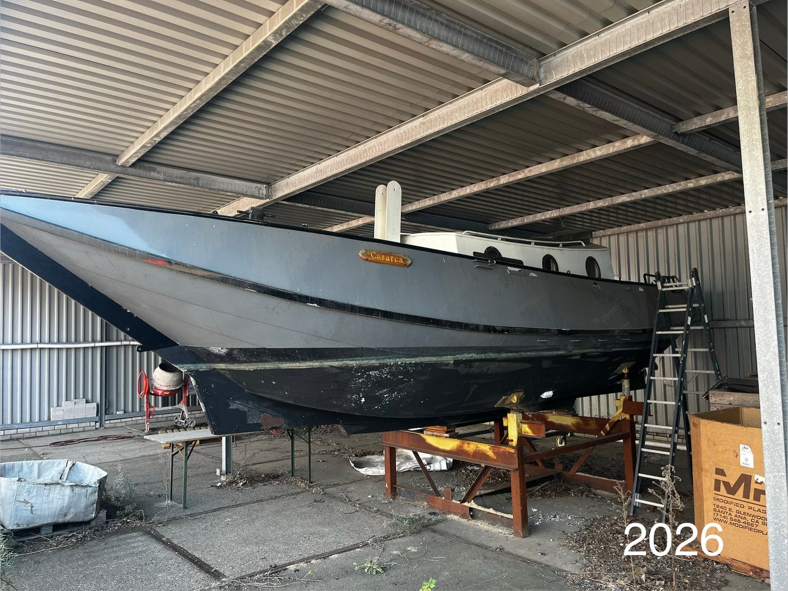 Hoogaars Platbodem | 9 Meter, Gebruikt, Staal, Binnenboordmotor, 1.00 - 1.50 meter