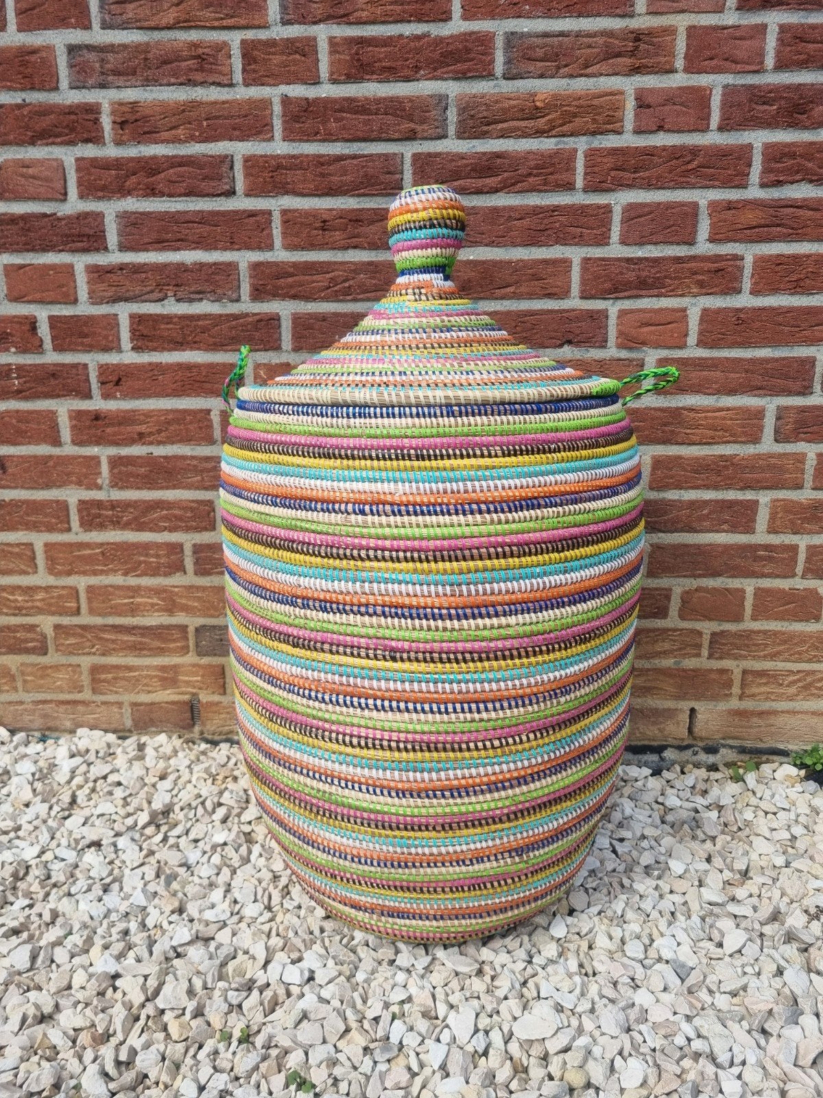 Afrikaans wasmand opbergmand multicolor zeegras, Mand, Rond, Nieuw, Ophalen of Verzenden
