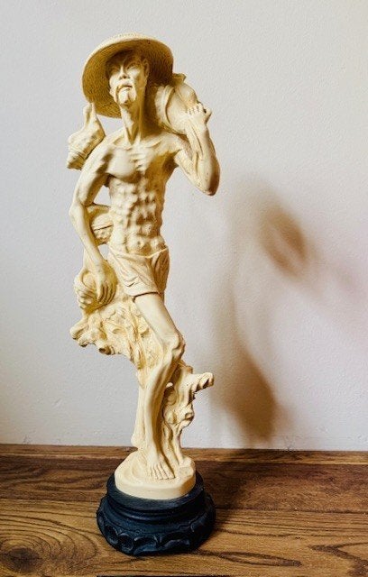 2 Aziatische Decoratieve Beelden Man/Vrouw ca 45cm H., Antiek en Kunst, Ophalen, 20 - 50 cm, Overige materialen, Beeld