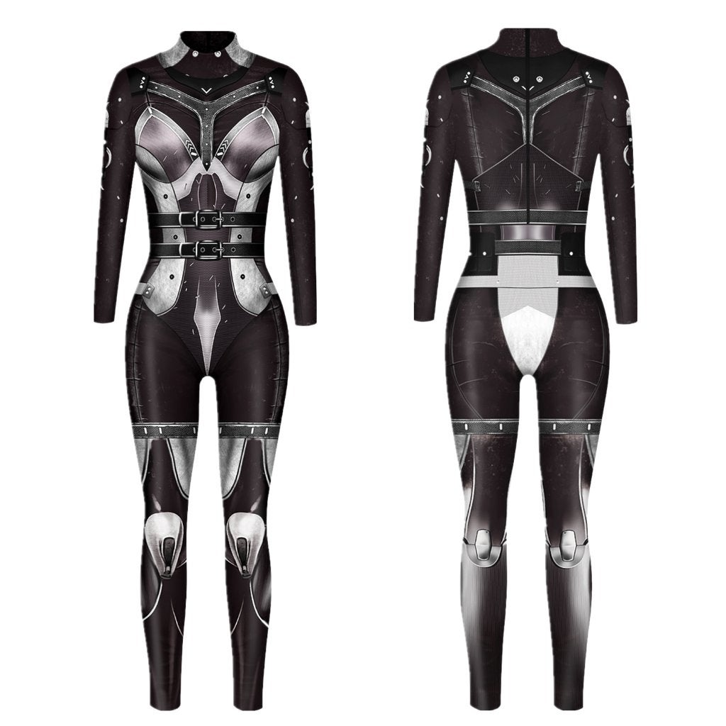 Dames catsuit 12 bodysuit robot zwart zilveren party feest, Kleding | Dames, Verzenden, Maat 46/48 (XL) of groter, Nieuw, Overige thema's
