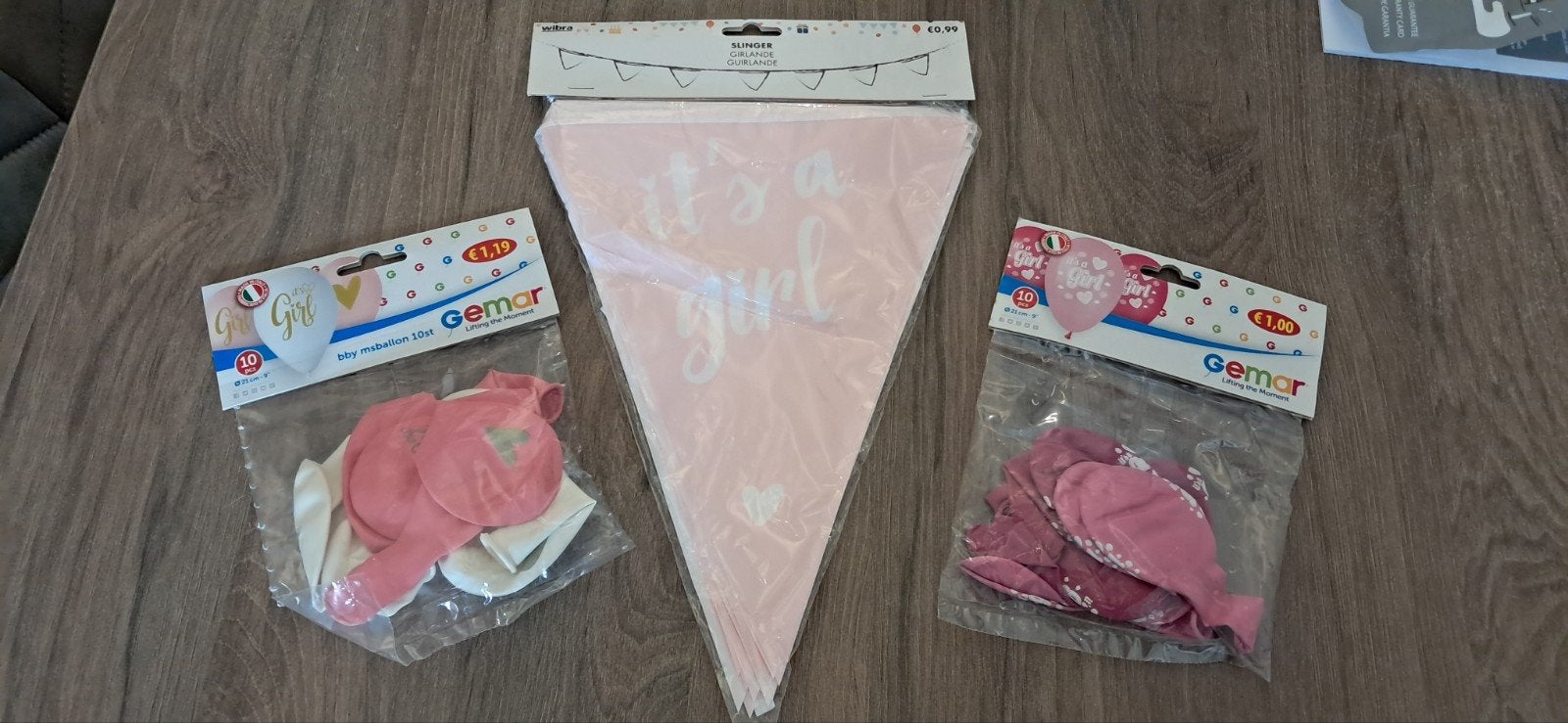 It's a Girl! Slinger en Ballonnen Set geboorte meisje, Ophalen of Verzenden, Nieuw, Versiering, Geboorte of Huwelijk