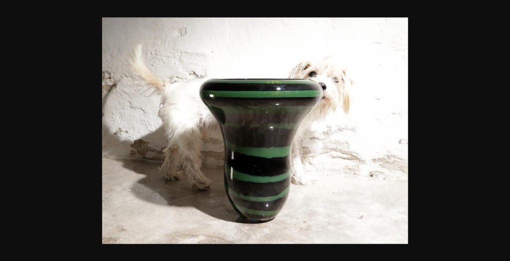 Vilma Henkelman Unica Leerdam Design Glazen Vaas, Ophalen, Gebruikt, Zwart, Glas