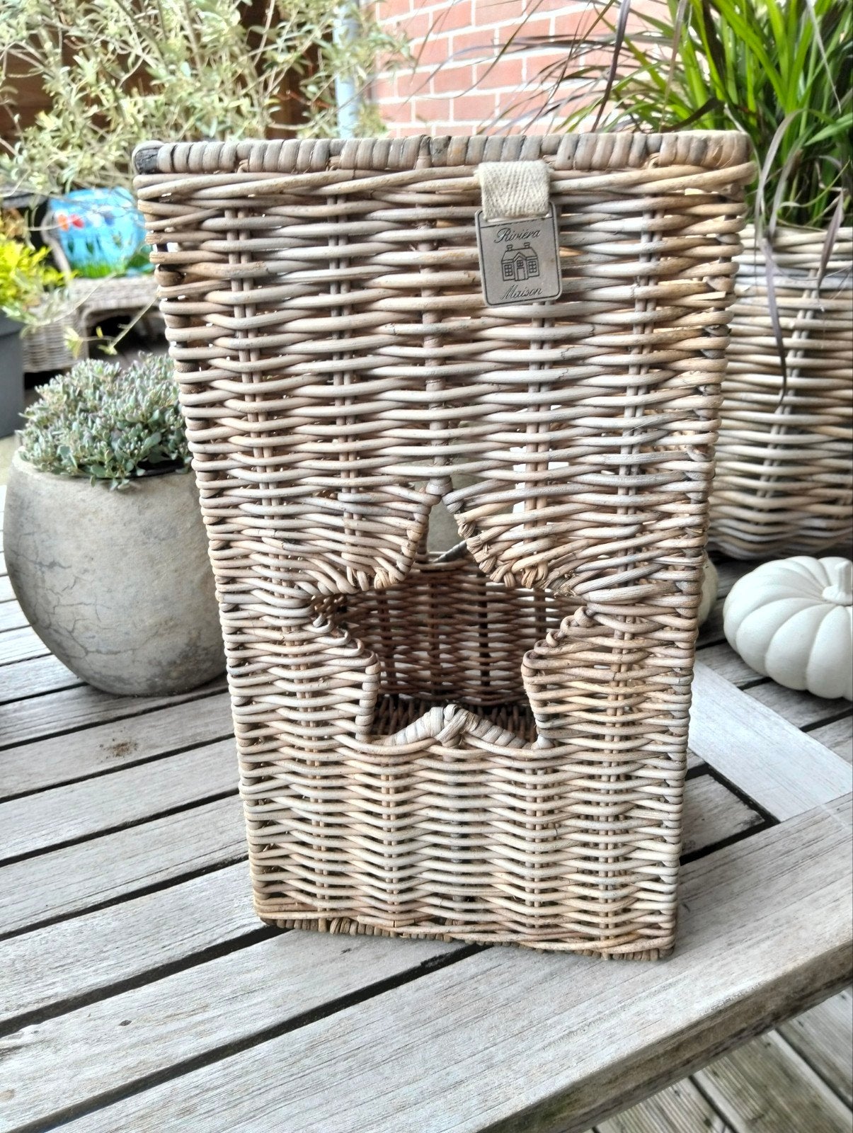 Riviera Maison Rattan Windlicht, Ophalen of Verzenden, Zo goed als nieuw