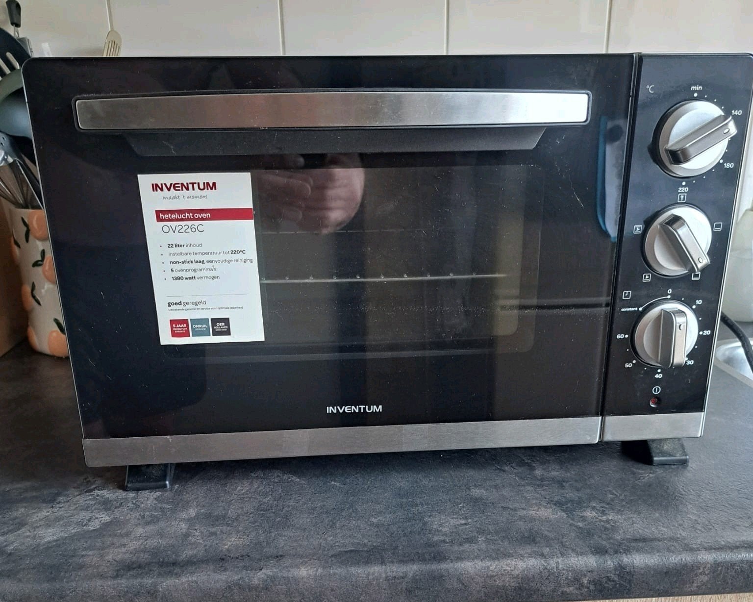 Heteluchtoven inventum zgan 1 x gebruikt, Ophalen, Zo goed als nieuw, Minder dan 45 cm
