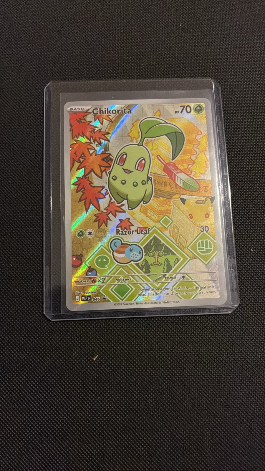 Chikorita Celebrations 25th Anniversary Pokémon Kaart, Ophalen, Zo goed als nieuw, Losse kaart