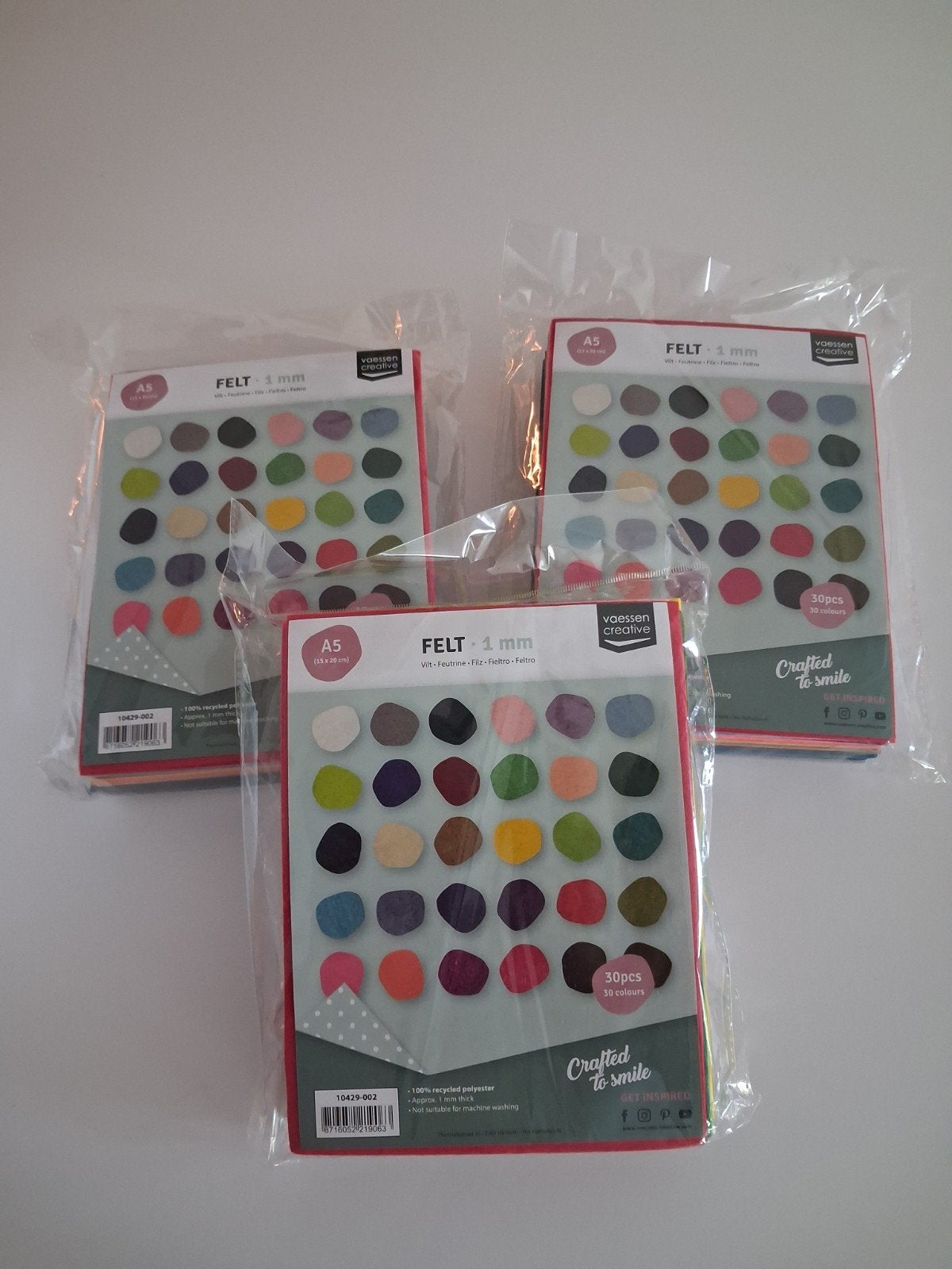 Voessen Creative Vilt A5 - 30 kleuren, 1mm dik (3 stuks), Ophalen of Verzenden, Nieuw