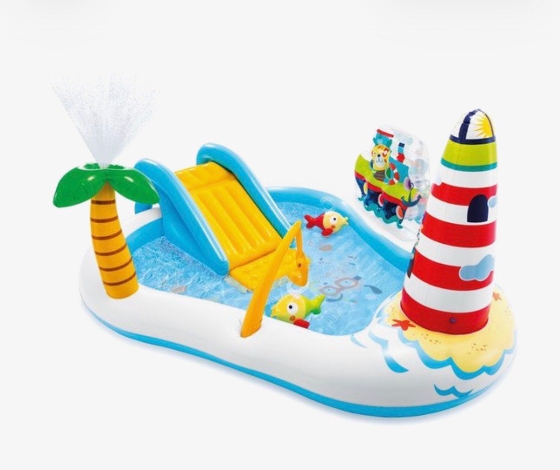 Opblaasbaar badje met palmboom sproeier, Kinderen en Baby's, Ophalen, Gebruikt