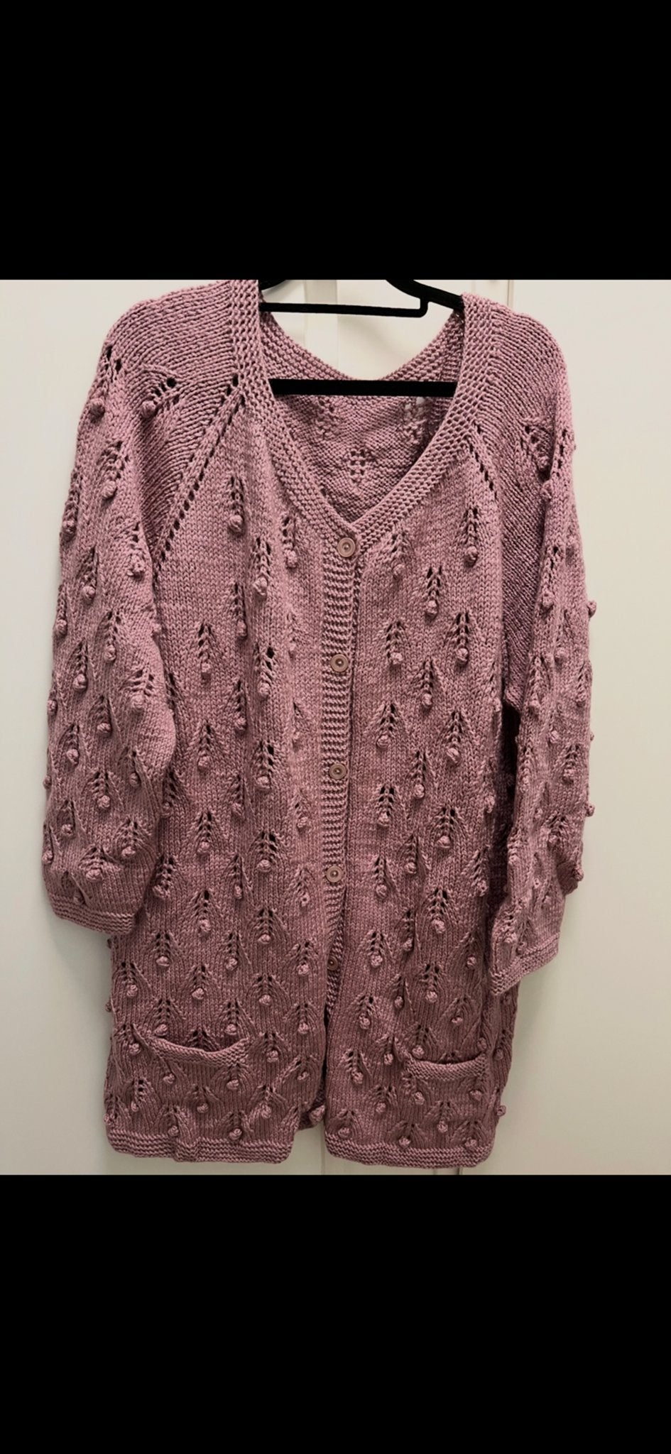 Handgebreid vest met bobbelpatroon - Roze, Ophalen of Verzenden, Zo goed als nieuw, Maat 38/40 (M), Roze