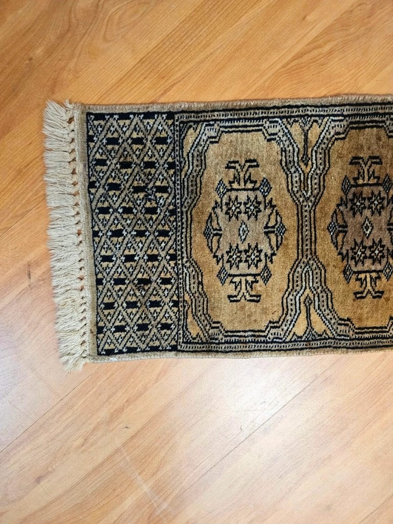 Perzisch tapijtje mini loper groen zwart 65/31 cm, 50 tot 100 cm, Zwart, Djt@dejuistetoon.eu, Zo goed als nieuw