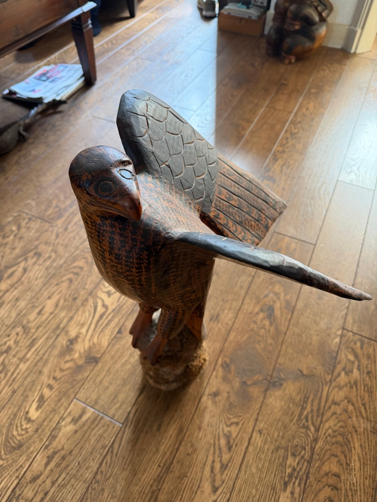 Handgesneden houten vogel sculptuur, Ophalen of Verzenden, Handgemaakt, 20 - 50 cm, Beeld