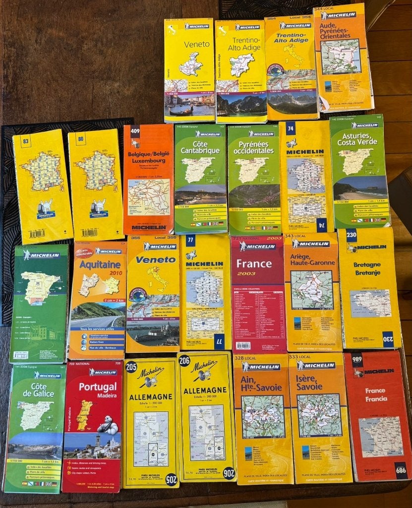 Collectie van 25 oude Michelin kaarten voor verzamelaar, Verzenden, Gebruikt