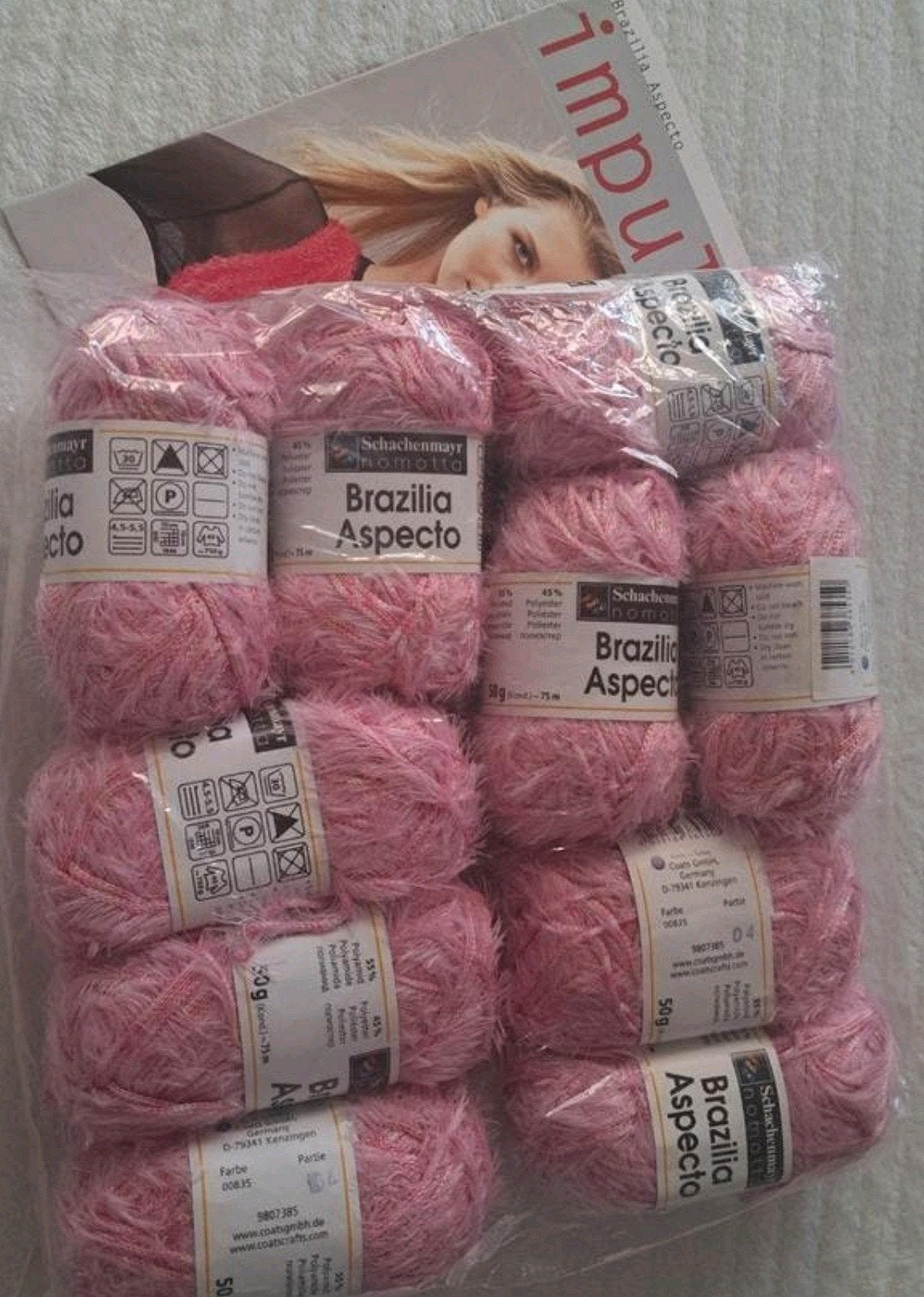 Pakket Brazilia Aspecto garen 10 bollen roze met patroonboek, Hobby en Vrije tijd, Breien en Haken, Ophalen of Verzenden, Nieuw