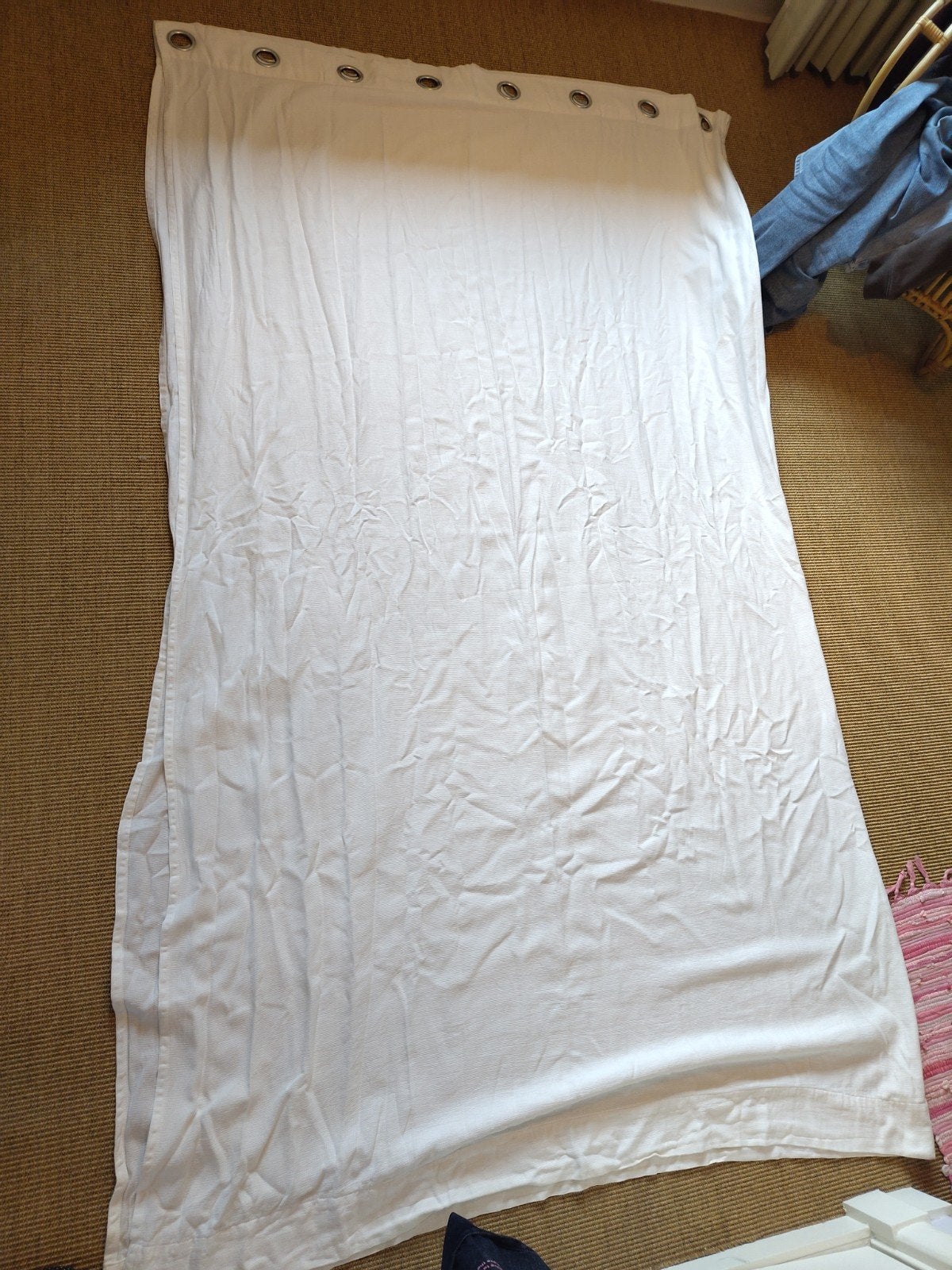 Crème witte gordijnen Ikea 2stuks, 240x280, incl stang, Ophalen, Met ringen, Zo goed als nieuw, Gordijn