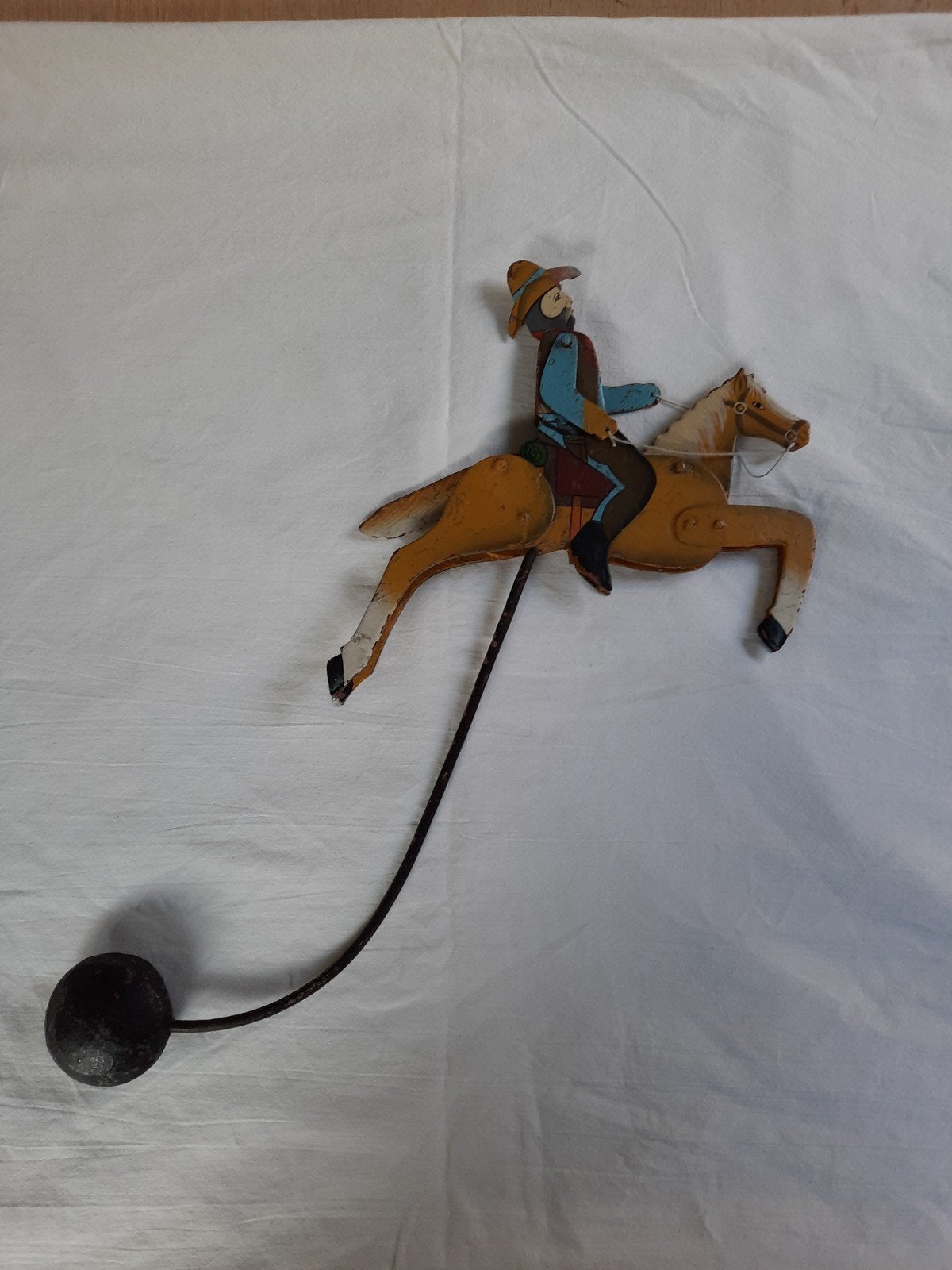 Vintage tuimelaar cowboy met paard, Antiek en Kunst, Ophalen of Verzenden
