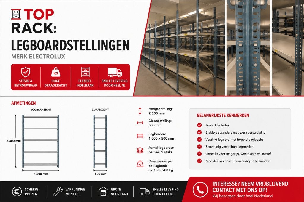 Legbordstellingen Elektrolux - grote voorraad, Ophalen of Verzenden