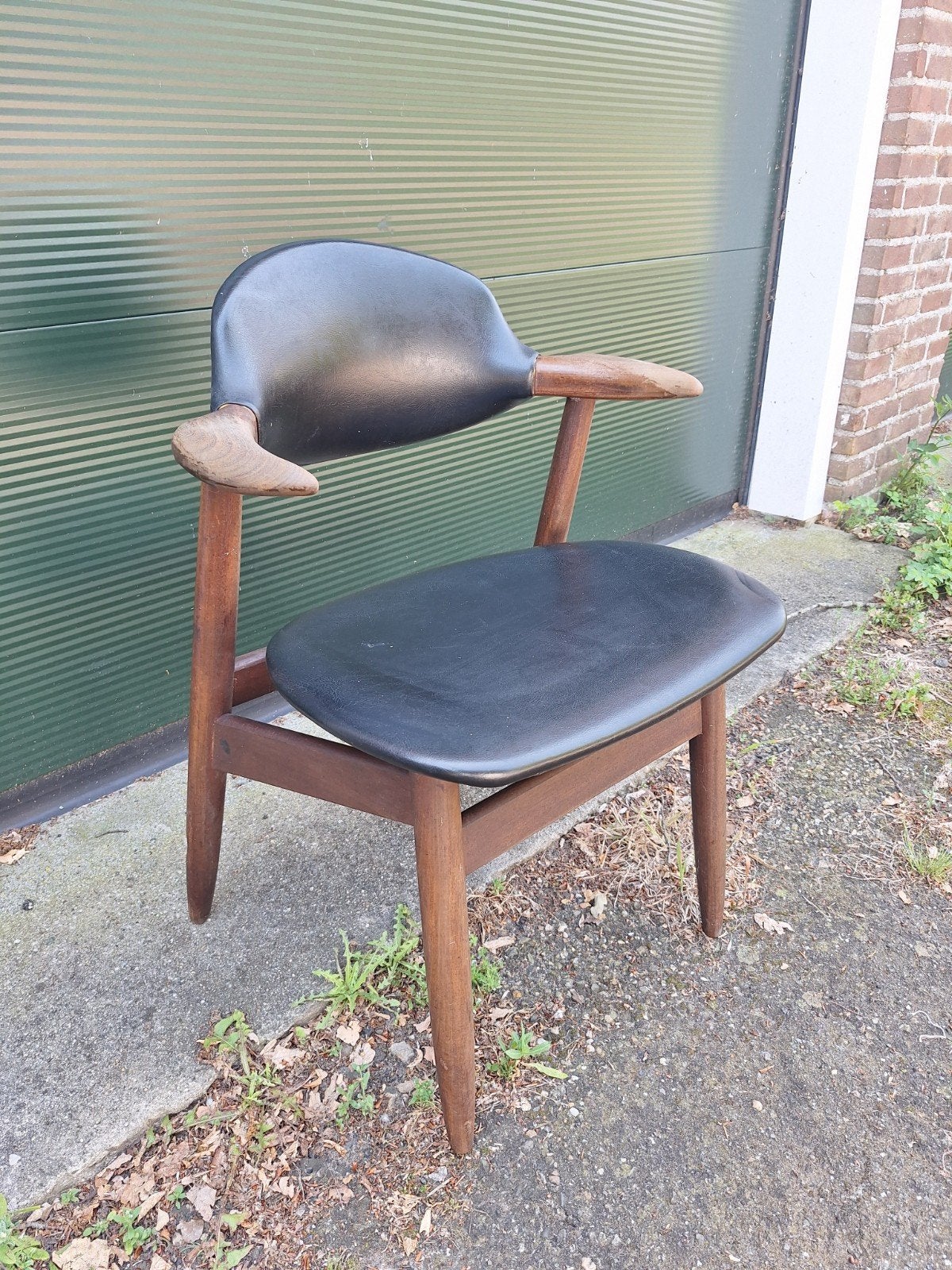 AWA tijseling koehoorn stoel vintage teak, Ophalen, Bruin, Eén