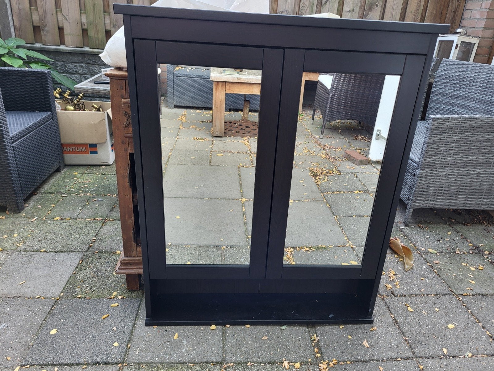 Badkamer Spiegelkast Zwart met Glazen Planken, Ophalen, 50 tot 100 cm, Minder dan 25 cm, Minder dan 100 cm