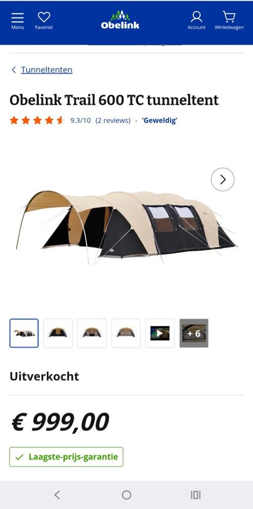 Obelink trail 600 tc, Caravans en Kamperen, Tenten, Ophalen of Verzenden
