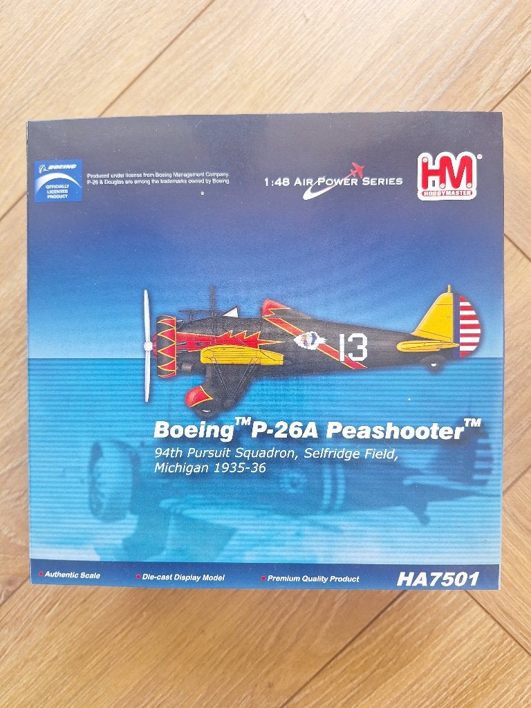 Diecast 1:48 1/48 Hobby Master Boeing P-26A Peashooter. 94th, Overige merken, Ophalen of Verzenden, Zo goed als nieuw, Groter dan 1:72