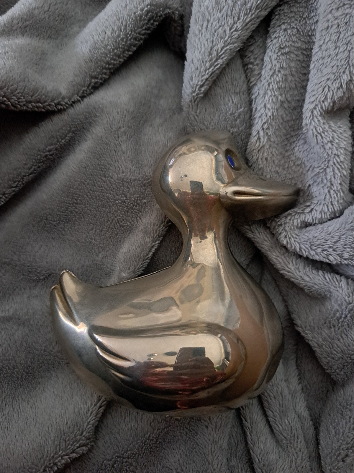 Vintage Verzilverde Spaarpot Eend jaren 80, Ophalen of Verzenden