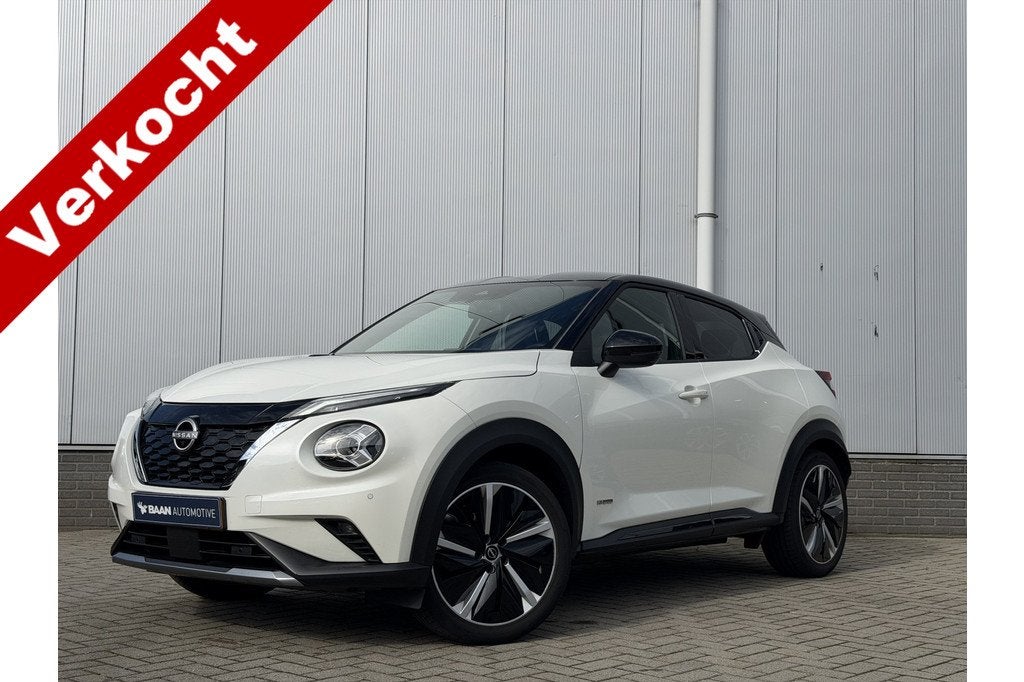 Nissan Juke 1.6 Hybrid N-Design Automaat | Bose | Navi | 360, Auto's, Nissan, 1300 kg, Gebruikt, 4 cilinders, Wit