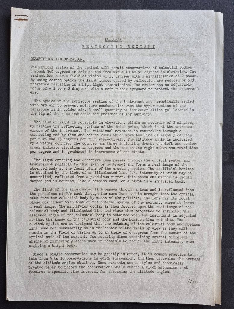 Gebruiksaanwijzing van een Kollsman Periscopic Sextant (N214, Ophalen of Verzenden, Gebruikt, Boek of Tijdschrift