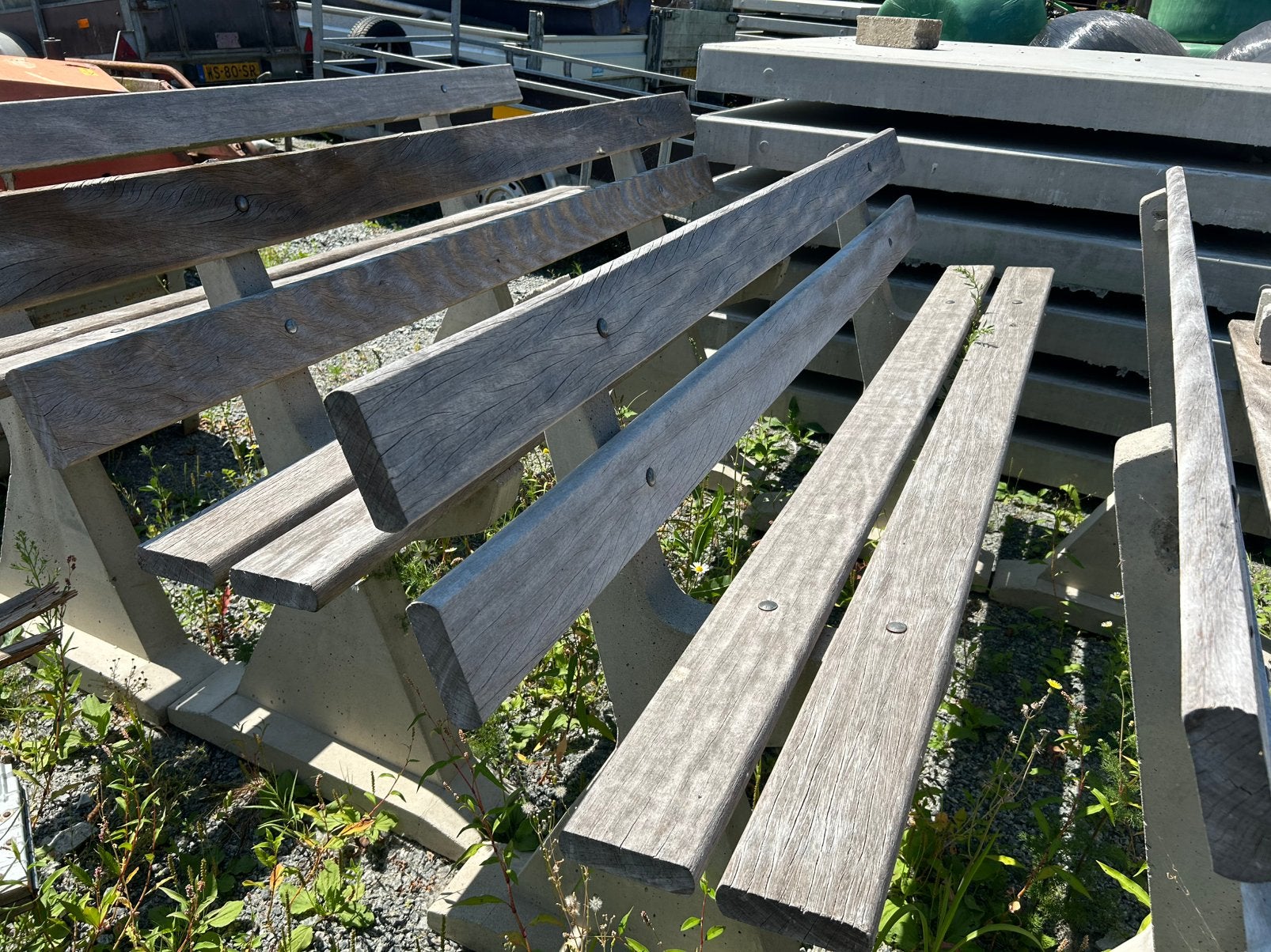 Houten betonnen banken, Ophalen, Zo goed als nieuw, 250 cm of meer, Palen