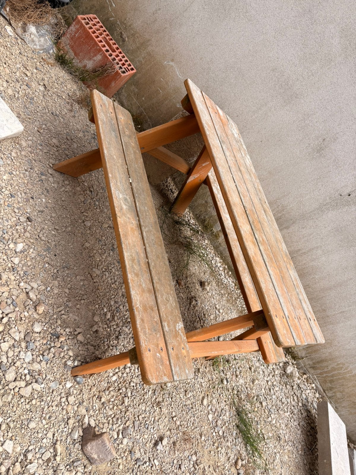 GRATIS kinder picknick bankje, Ophalen, Gebruikt, Rechthoekig, Hout