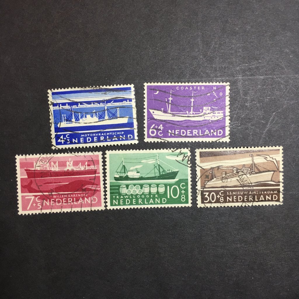 i35-688gpl Nederland 1957 NVPH 688 tm 692 gestempeld/plakker, Ophalen of Verzenden, Na 1940, Gestempeld
